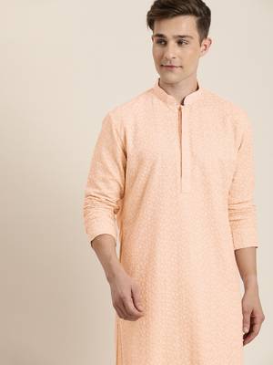 Pink And Cream Georgette Kurta Pyjama Set 1