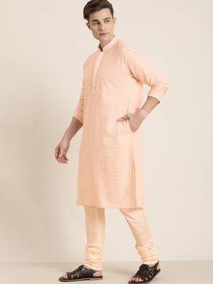 Pink And Cream Georgette Kurta Pyjama Set 2