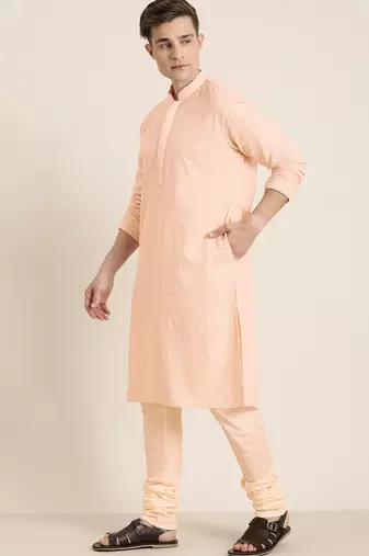Pink And Cream Georgette Kurta Pyjama Set