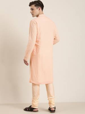 Pink And Cream Georgette Kurta Pyjama Set 3