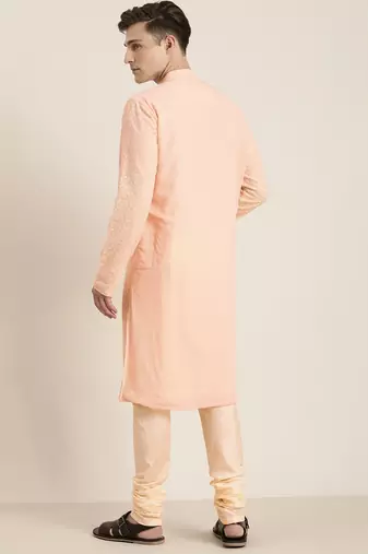 Pink And Cream Georgette Kurta Pyjama Set