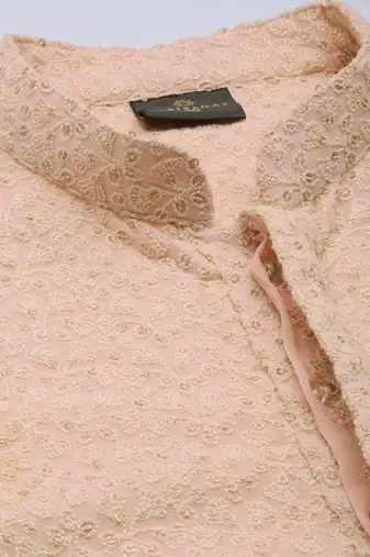 Pink And Cream Georgette Kurta Pyjama Set
