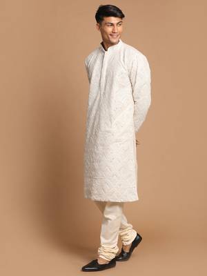 Grey And Cream Georgette Kurta Pyjama Set 2