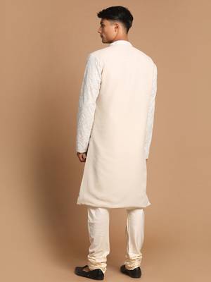 Grey And Cream Georgette Kurta Pyjama Set 3
