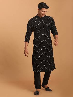 Black Georgette Kurta Pyjama Set 2