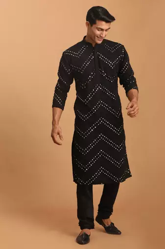Black Georgette Kurta Pyjama Set