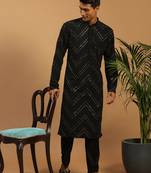 Black Georgette Kurta Pyjama Set