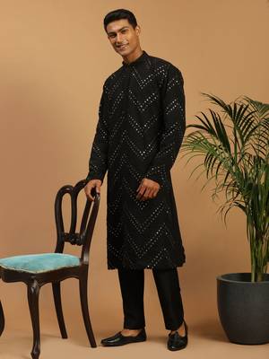 Black Georgette Kurta Pyjama Set 2