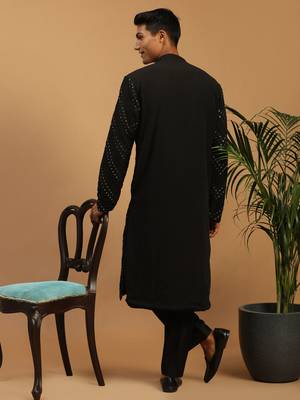 Black Georgette Kurta Pyjama Set 3