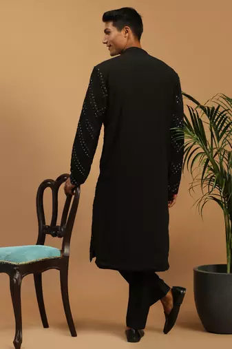 Black Georgette Kurta Pyjama Set