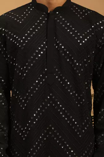 Black Georgette Kurta Pyjama Set