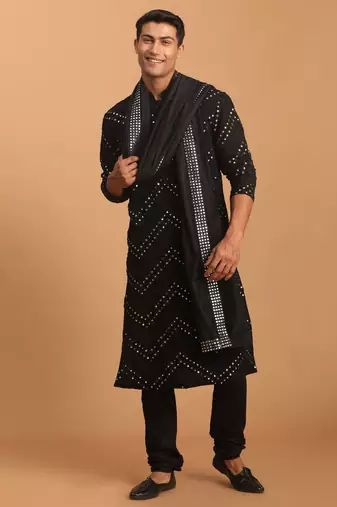 Black Georgette Kurta Pyjama Set
