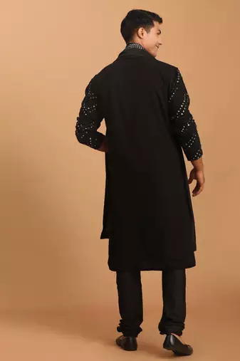 Black Georgette Kurta Pyjama Set