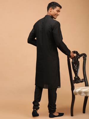 Black Viscose Kurta Pyjama Set 3