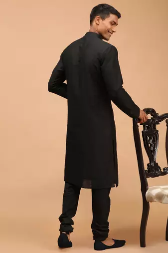 Black Viscose Kurta Pyjama Set