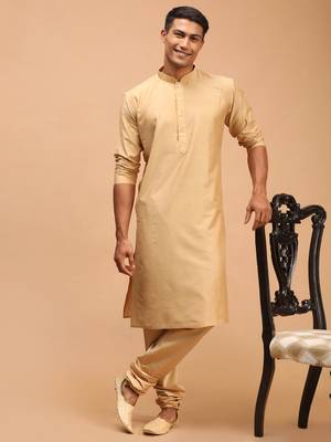 Rose Gold Viscose Kurta Pyjama Set 1