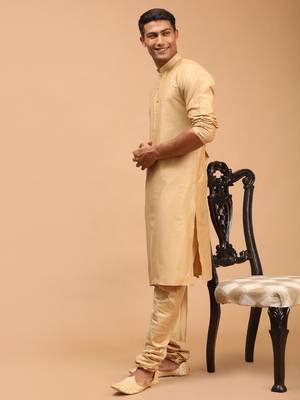 Rose Gold Viscose Kurta Pyjama Set 2