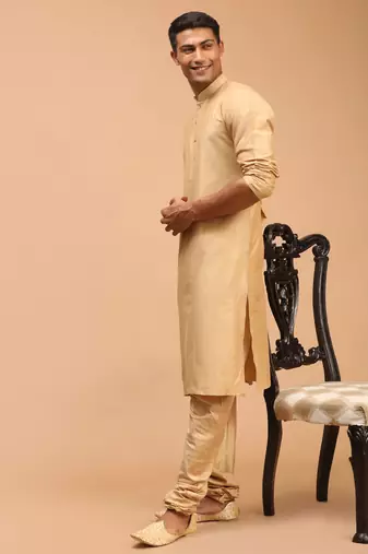 Rose Gold Viscose Kurta Pyjama Set
