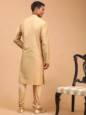 Rose Gold Viscose Kurta Pyjama Set 3