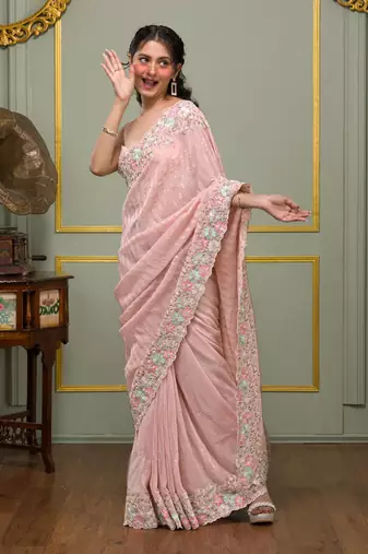 Trendmalls Women Saree Georgette Embroidery With Sequence Saree For Women
