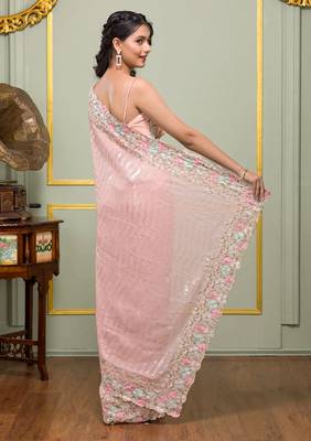 Trendmalls Women Saree Georgette Embroidery With Sequence Saree For Women 3