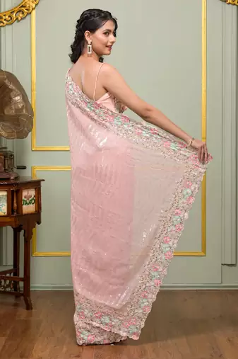 Trendmalls Women Saree Georgette Embroidery With Sequence Saree For Women