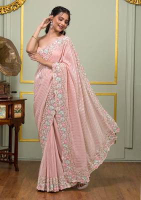 Trendmalls Women Saree Georgette Embroidery With Sequence Saree For Women 4