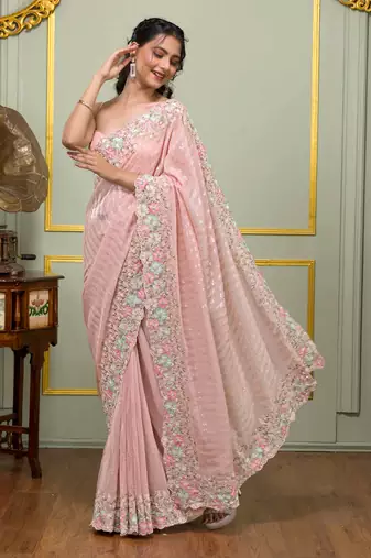 Trendmalls Women Saree Georgette Embroidery With Sequence Saree For Women