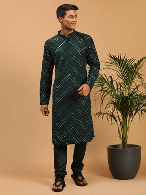 Green Georgette Kurta Pyjama Set 1