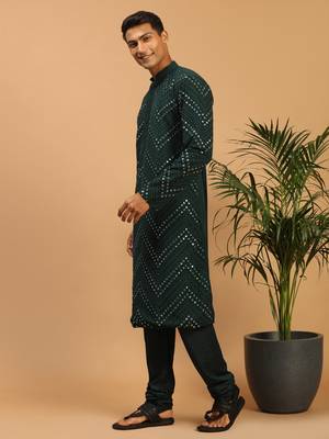 Green Georgette Kurta Pyjama Set 2