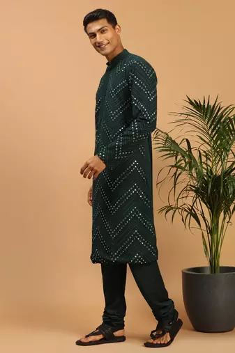 Green Georgette Kurta Pyjama Set