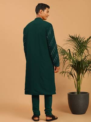 Green Georgette Kurta Pyjama Set 3