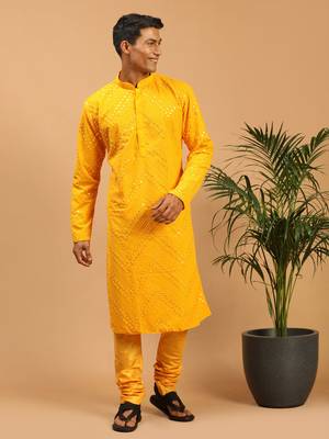 Yellow Georgette Kurta Pyjama Set 1