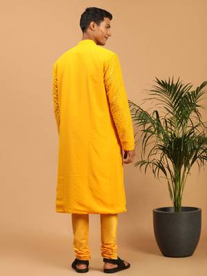 Yellow Georgette Kurta Pyjama Set 3