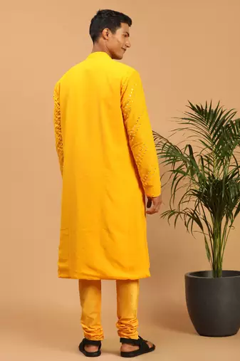 Yellow Georgette Kurta Pyjama Set