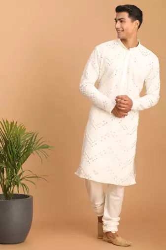  white georgette kurta pyjama set