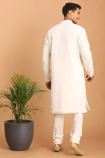  white georgette kurta pyjama set