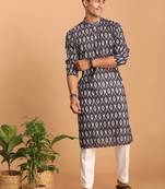 Men'S Black Cotton Blend Kurta Pyjama Set