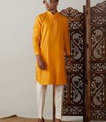 Yellow Cotton Blend Kurta