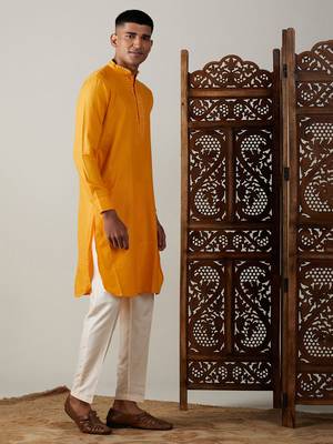 Yellow Cotton Blend Kurta 2