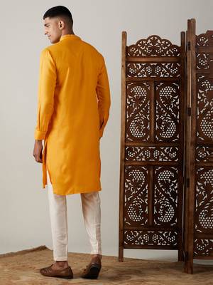 Yellow Cotton Blend Kurta 3