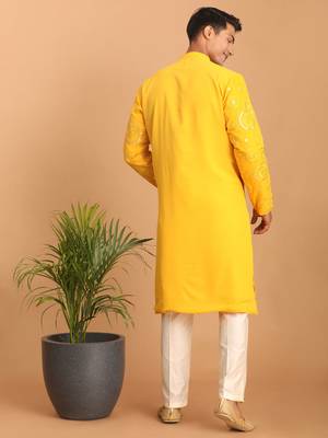 Yellow Georgette Kurta 3