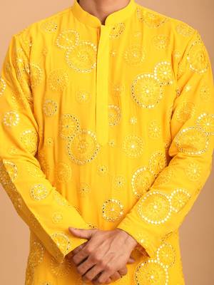 Yellow Georgette Kurta 4