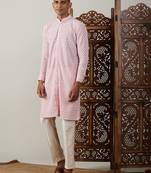 Men'S Pink Georgette Kurta & Pyjama