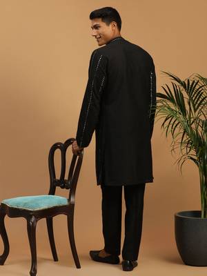 Black Viscose Kurta Pyjama Set 3