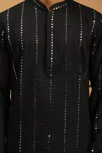Black Viscose Kurta Pyjama Set