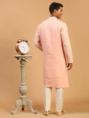 Pink And Cream Georgette Kurta Pyjama Set 3