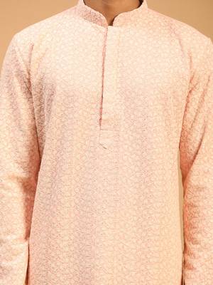 Pink And Cream Georgette Kurta Pyjama Set 4