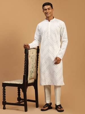  white georgette kurta pyjama set 1