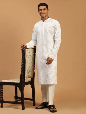  white georgette kurta pyjama set 2